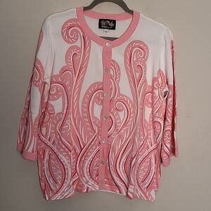 Bob Mackie 3/4 sleeve cardigan sweater Sz L NWT